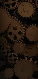 Mobile wallpaper with dark brown gears and cogs.