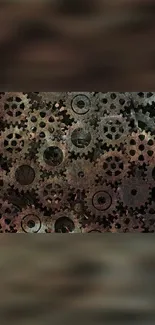 Steampunk gear wallpaper with intricate cogs and dark tones.