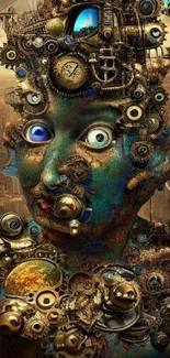 Intricate steampunk gears and clockwork art wallpaper.