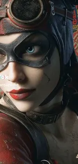 Steampunk heroine with mask, detailed art.