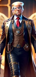 Steampunk leader with ornate design and bronze color palette.