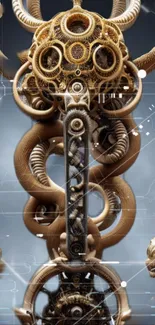 Steampunk mechanical art with intricate gears and futuristic design.