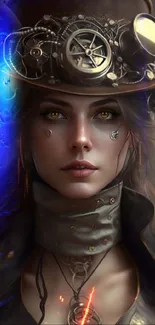 Steampunk portrait of woman in hat.