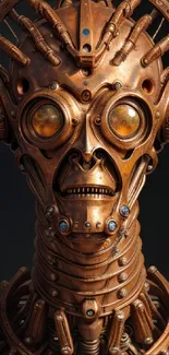 Futuristic steampunk robot artwork in copper tones.