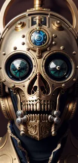 Steampunk-inspired robot artwork with intricate metallic design.