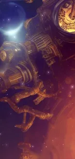 Steampunk space adventure with cosmic elements.