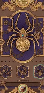 Steampunk spider art with gears wallpaper.