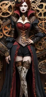 Steampunk artwork featuring a vintage time traveler with intricate gears.