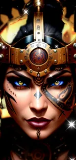 Steampunk warrior fantasy art with intricate details and vivid colors.