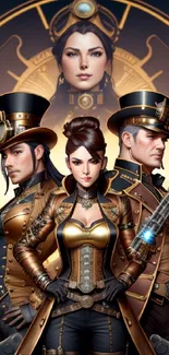 Steampunk warriors in golden attire and intricate design.