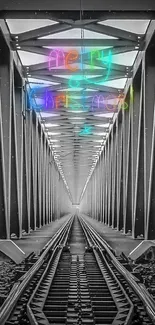 Symmetrical steel bridge in monochrome