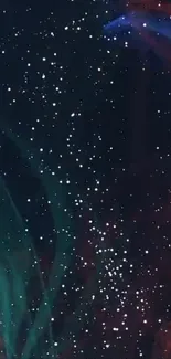 Dark galaxy wallpaper with scattered stars in an ethereal space scene.