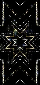 Geometric star pattern in black wallpaper.