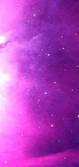 Vibrant purple nebula with stars for mobile wallpaper.