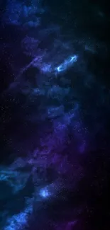 Dark blue galaxy wallpaper with stars and nebula.