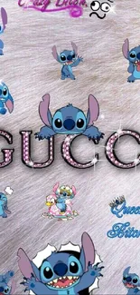 Vibrant Stitch and Gucci themed mobile wallpaper.