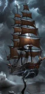 Storm Sailing Ship Boat Live Wallpaper