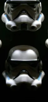 Stormtrooper helmets pattern in dark wallpaper.