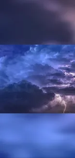 Dramatic stormy sky with vibrant lightning and dark clouds.