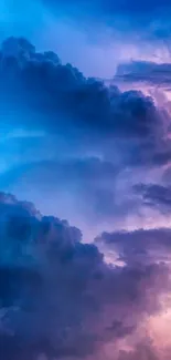 Dramatic stormy sky with lightning and clouds wallpaper.