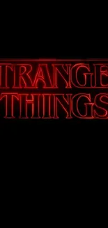 Stranger Things red and black wallpaper with glowing text.