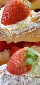 Delicious strawberry pastries with cream and sugar topping.