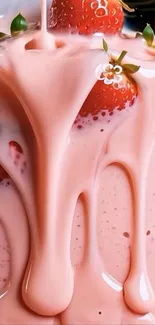 Creamy strawberry smoothie with fresh strawberries.