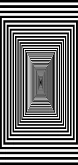 Striking black and white geometric optical illusion wallpaper.