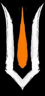 Abstract black wallpaper with orange and white design.