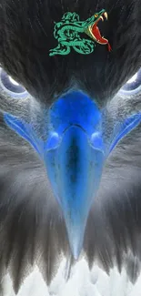 Striking blue eagle close-up wallpaper with modern design.