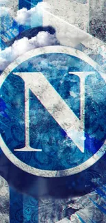 Artistic blue letter N wallpaper with cloudy background.