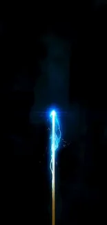 Dynamic blue lightning bolt on black background, striking and energetic.