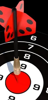 Dart hitting bullseye on numbered target.