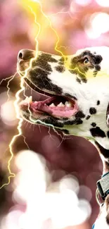 Dalmatian with lightning background mobile wallpaper.