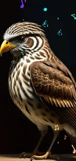 Detailed hawk wallpaper with intricate feather patterns.