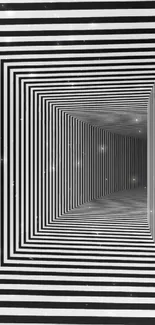 Black and white optical illusion tunnel wallpaper