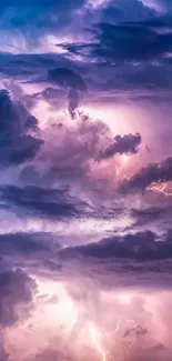 Purple clouds and lightning mobile wallpaper.