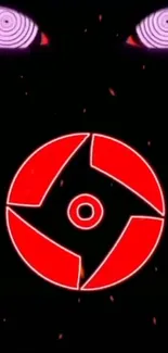 Anime-inspired red symbol on black wallpaper.