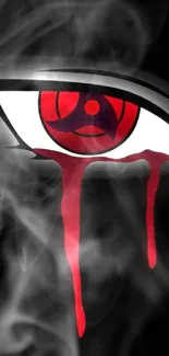 Striking red eye with black background wallpaper.