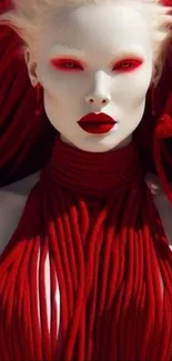 Striking red-themed fashion art portrait wallpaper.