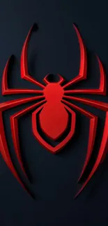 3D red spider emblem on dark background wallpaper.