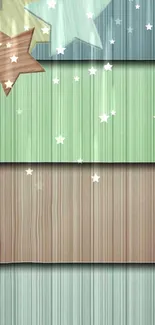 Striped wallpaper with pastel stars and gradients for mobile screen.