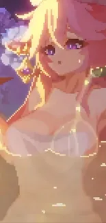 Anime character in vibrant fantasy setting.