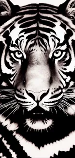 Black and white tiger art wallpaper for mobile devices.