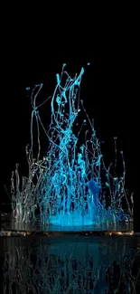 Dynamic blue abstract art on dark background mobile wallpaper.