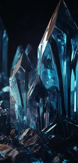 Mesmerizing blue crystal formation wallpaper for mobile.