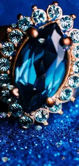 Stunning blue gemstone wallpaper with sparkling crystals