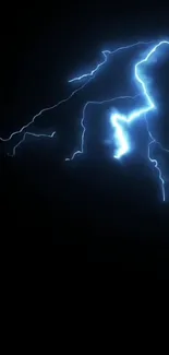 Blue lightning bolts illuminate a dark sky wallpaper.