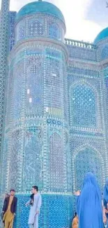 Beautiful blue mosque with intricate tiles.