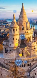 Fisherman's Bastion in Budapest at sunrise.